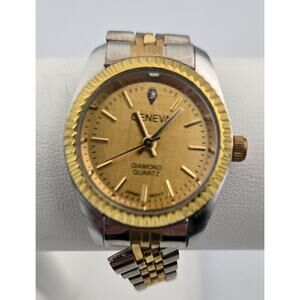Geneva Diamond Quartz Ladies Watch Gold Tone and Silver Tone Band